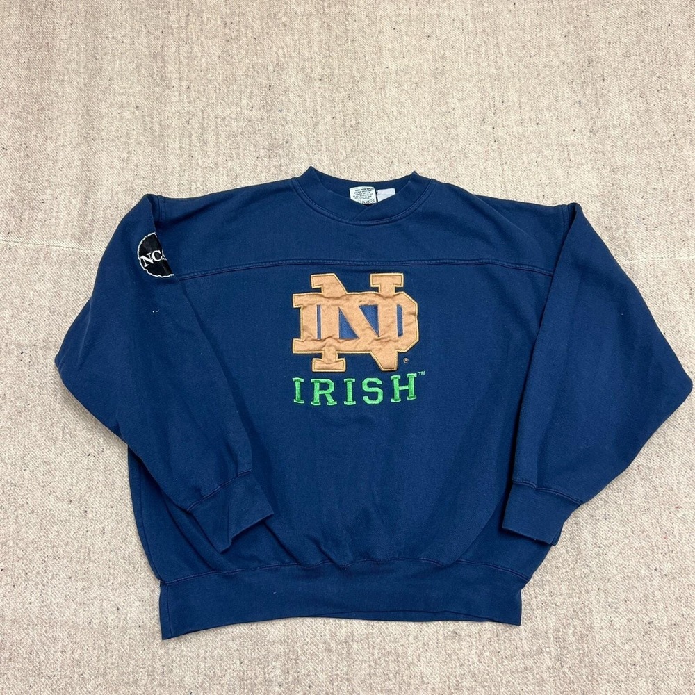 Vintage Notre Dame Fighting Irish Sweatshirt‎ Mens XL Blue 1990s